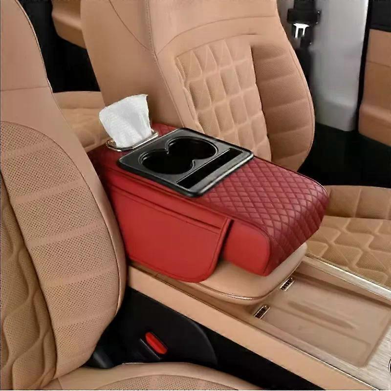 Multifunctional Car armrest pad Center Console Placement/tissue/cup/cell phone/foam armrest universal leather Leather cover