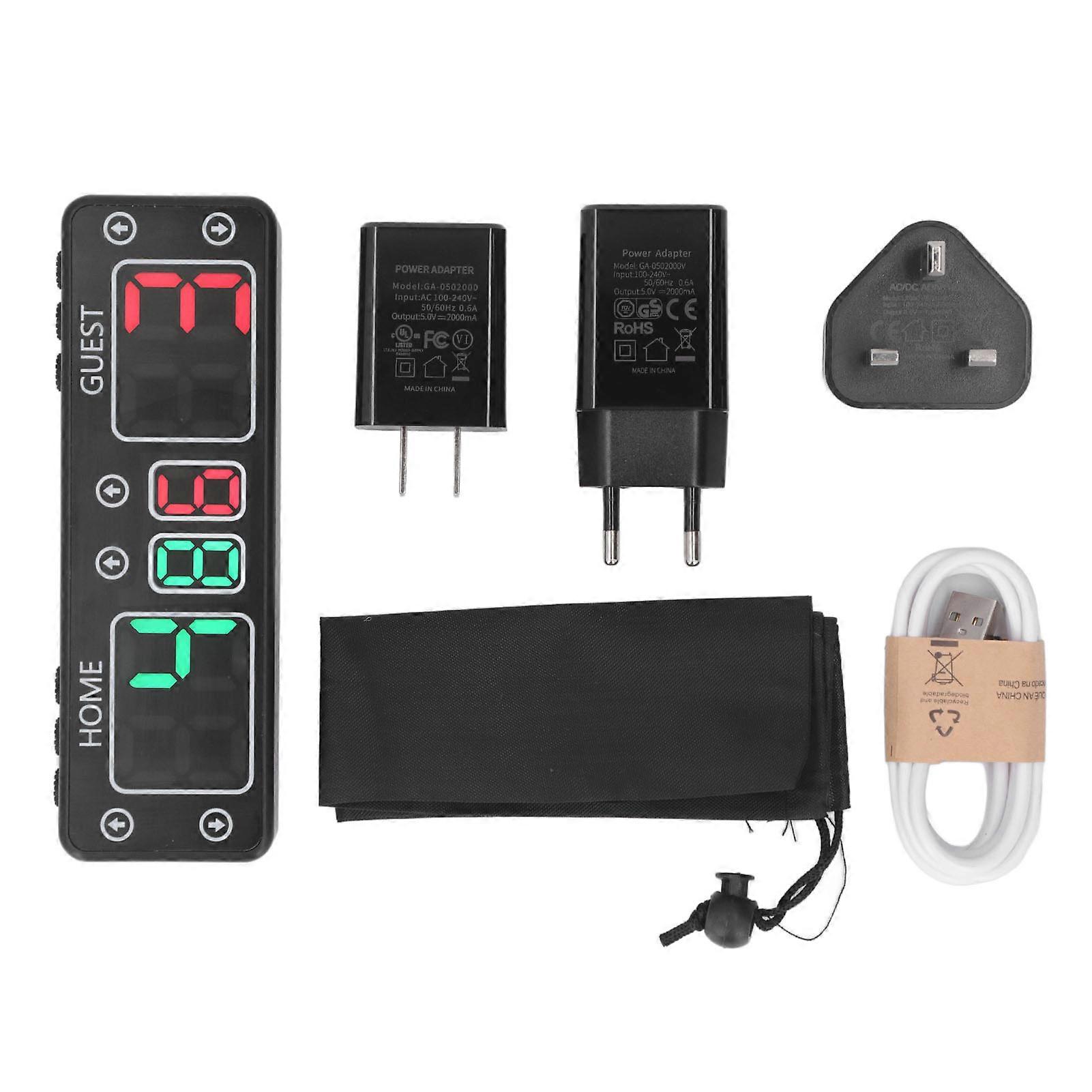 Portable LED Digital Score Keeper 6 Digits Magnetic Battery Powered Scoreboard with Countdown Timer 100‑240V