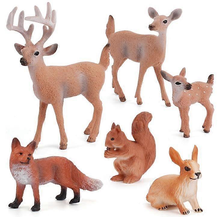 Simulation Tier Hirsch Eichhörnchen Rotfuchs Tier Modell Set Mini Wald Tier Statue Geburtstagsgeschenk Spielzeug