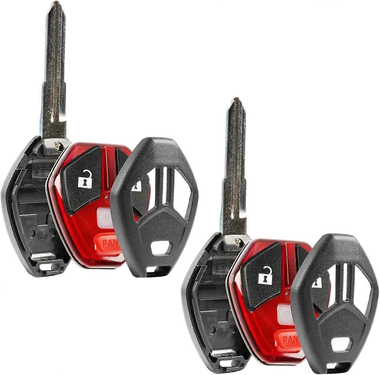 2 Key Fob Keyless Entry Remote Shell Case & Pad fits Mitsubishi Outlander Lancer