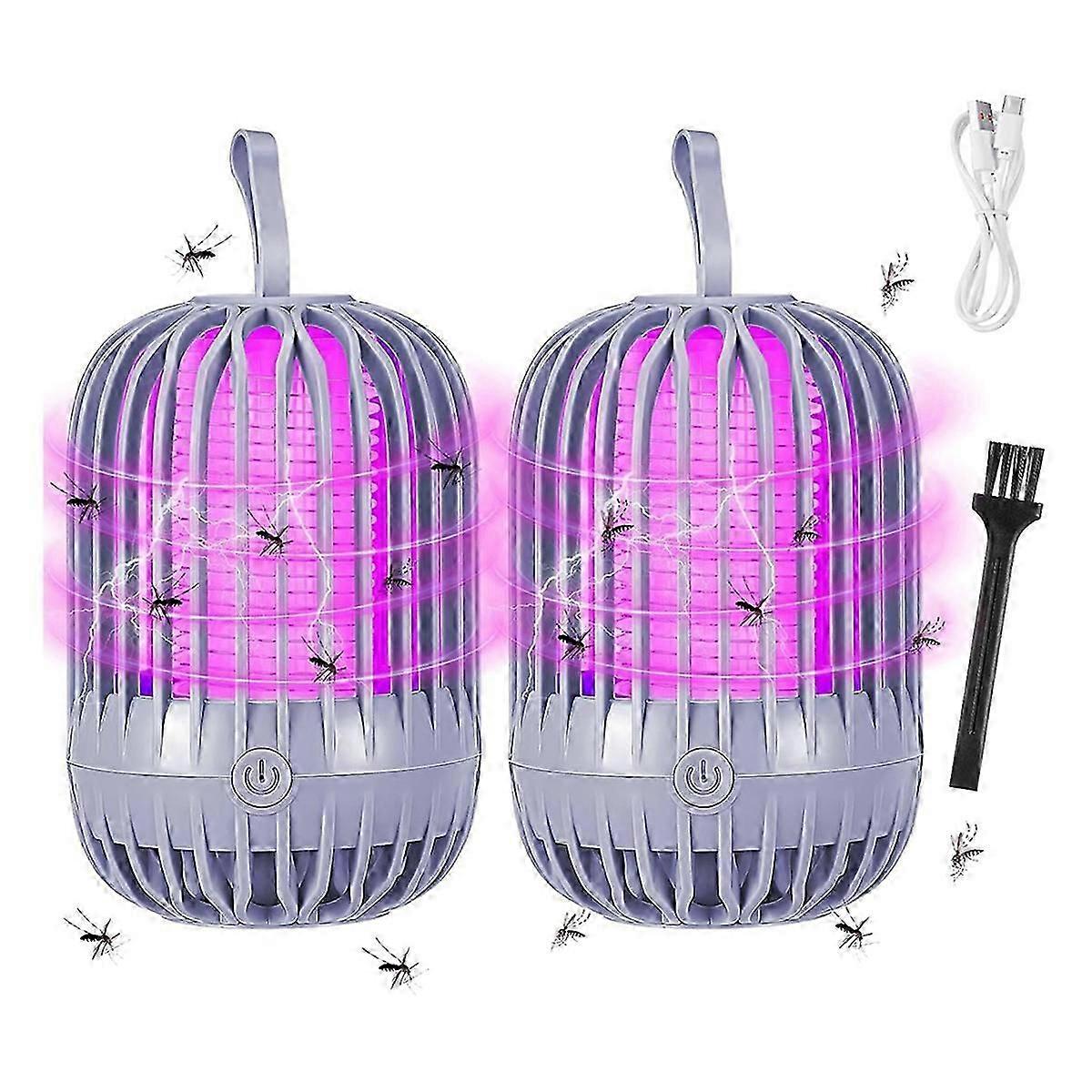 2 Pack Bug Zapper Indoor with LED Light Rechargeable Mosquito Zapper