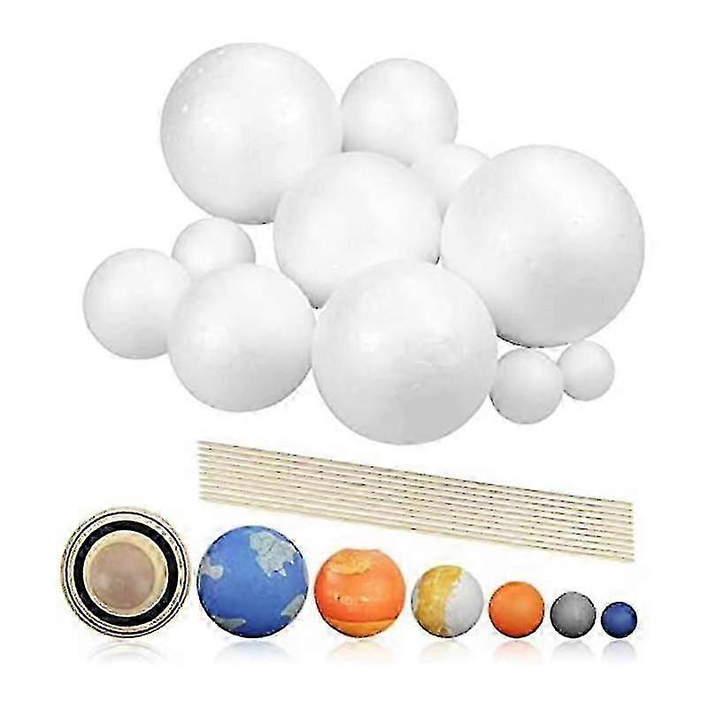Solar System Project Kit, PlanetModel Crafts 14 Mixed Sized Polystyrene Spheres Balls for School Science Projects js