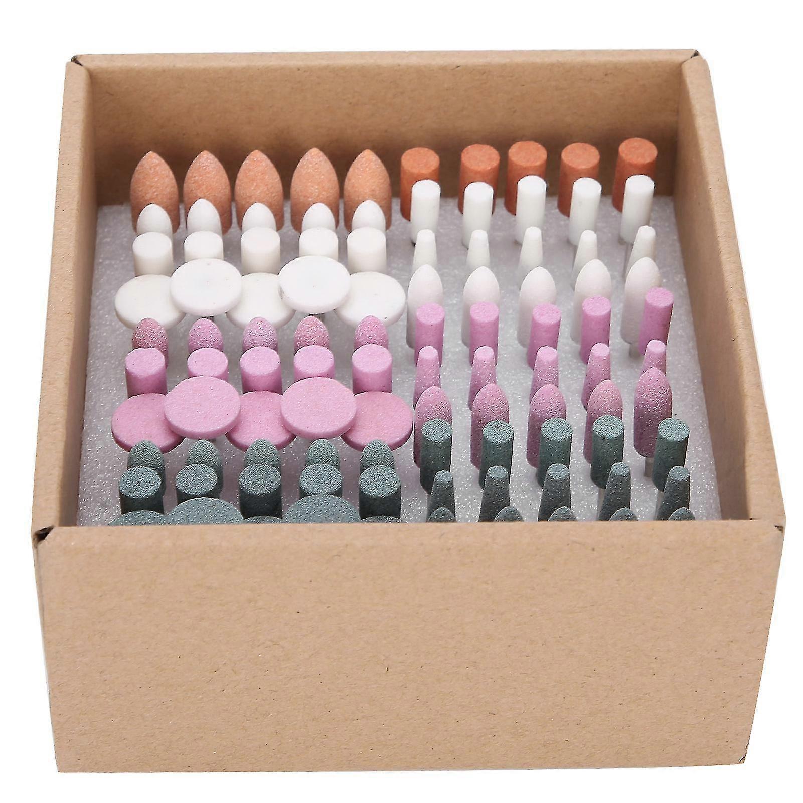 100pcs/box Assorted Dental Stone Grinding Polisher Head Burs Stone Nail Drill Bits Set