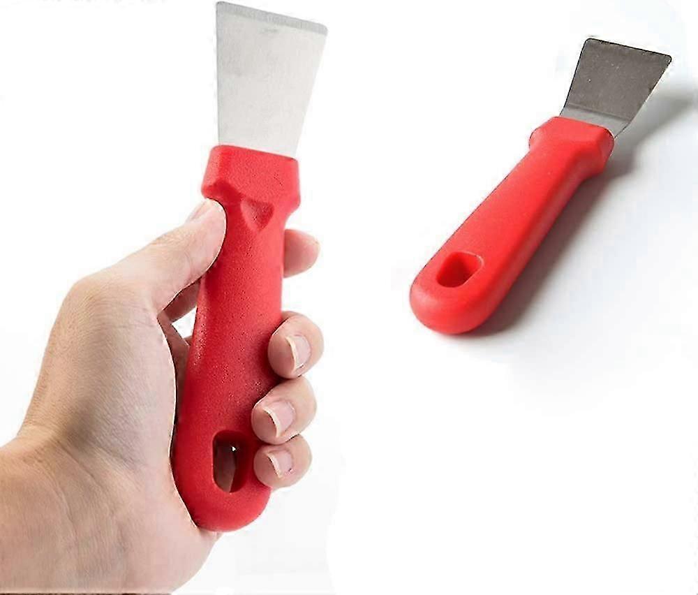Cleaning Scraper, Cleaning Utensils for Ovens,Stainless Steel Scraper, Red, 2 Pcs (Straight Version + Curved Version)