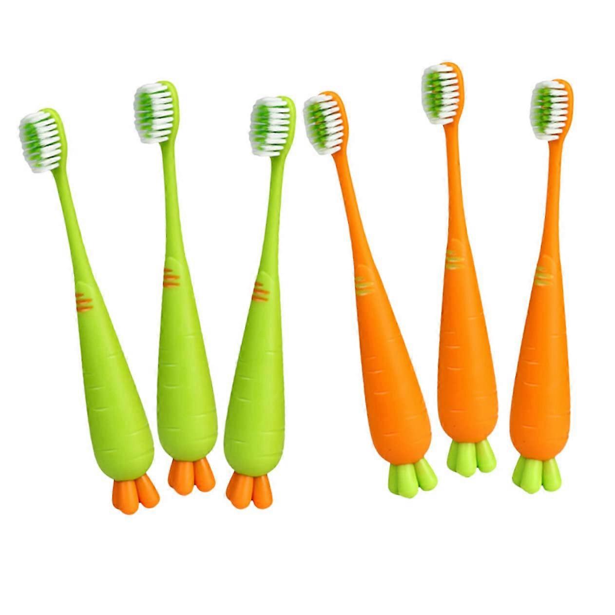 and Manual Toothbrush 6 Pack Shape Carrot Soft Bristles for Toddlers