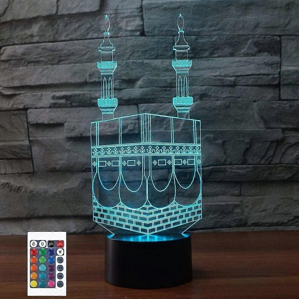 JUSCH 3D Mosque Muslim Night Light Powered Remote Control Touch