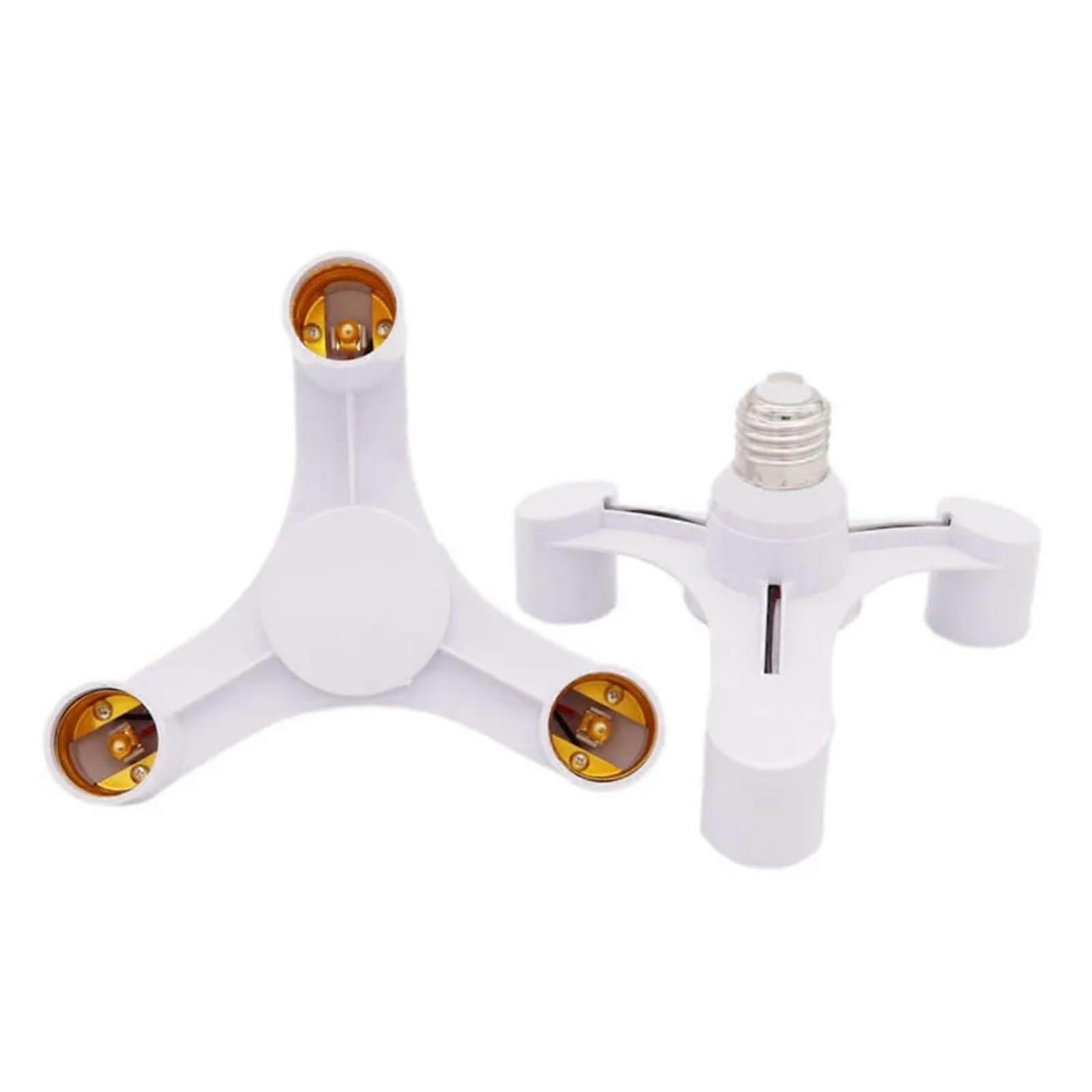 Universal E27 to 4E27 6E27 5E27 3E27 LED Light Lamp Base E26 Screw Bulb Lamp Head Conversion 2E27 Extension Lamp Holder White(E27 to 3E27)