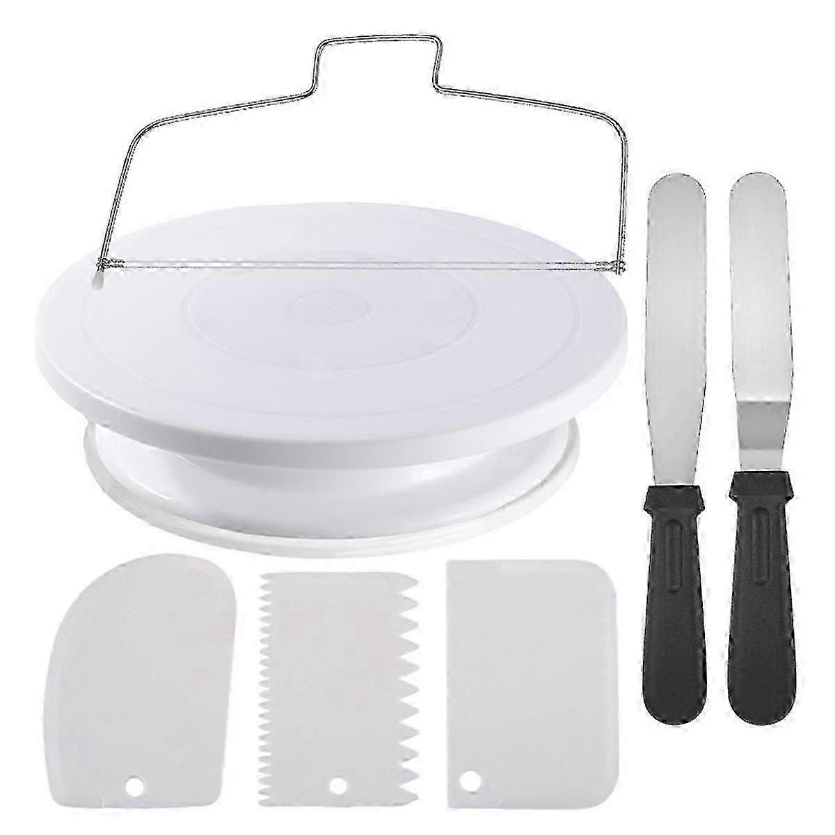 7-Piece Cake Making Tool Kit, Cake Turntable Combination Spatula Baking Tool Set