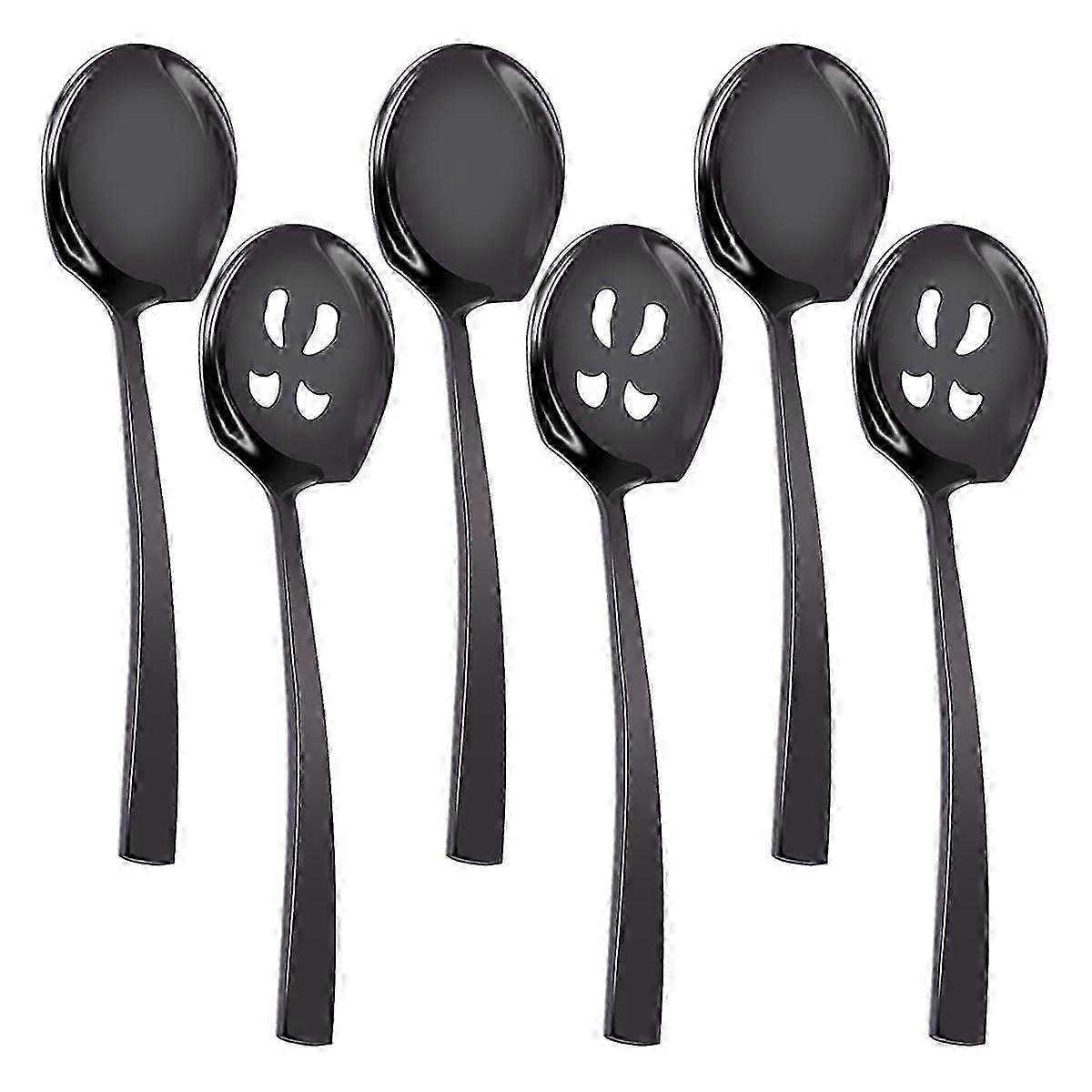 6pcs Serving Spoons and Slotted Spoons Set,9inch Serving Utensils Set