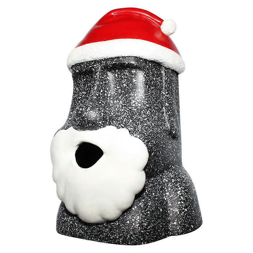 Taş Yüz Moai Heykeli ile Noel Noel Baba Şapka Komik Reçine Doku Kutusu Kapak Yüz Havlu Tutucu Dekor için Paskalya Adası