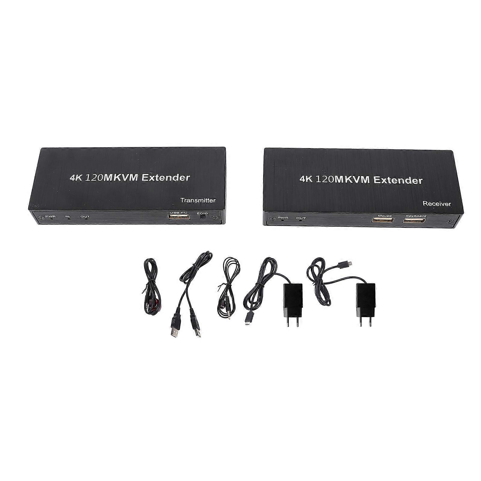 120m 4K HDMI KVM USB Extender for Remote Control Over Cat5e/6/7 Cable with EU Plug