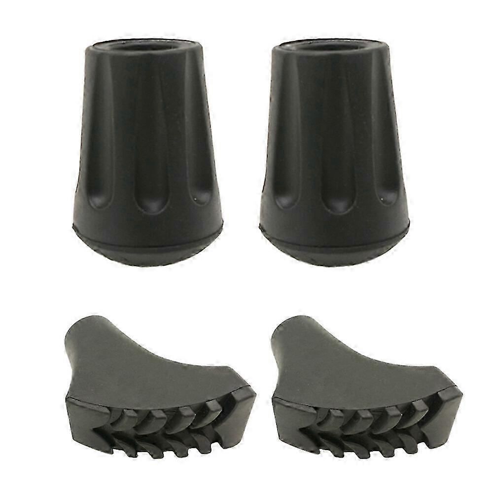 4 Pcs Replacement Rubber Tips Set For Trekking Poles Heavy Duty Thickened Pole Tip Protectors Absorb