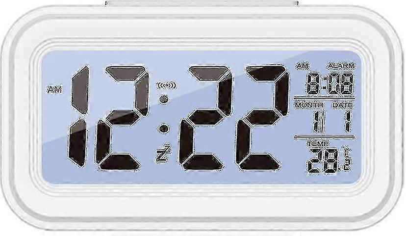 Digital Alarm Clock Large Led Display Snooze Clock Night Light Features With Temperature Calendar, B