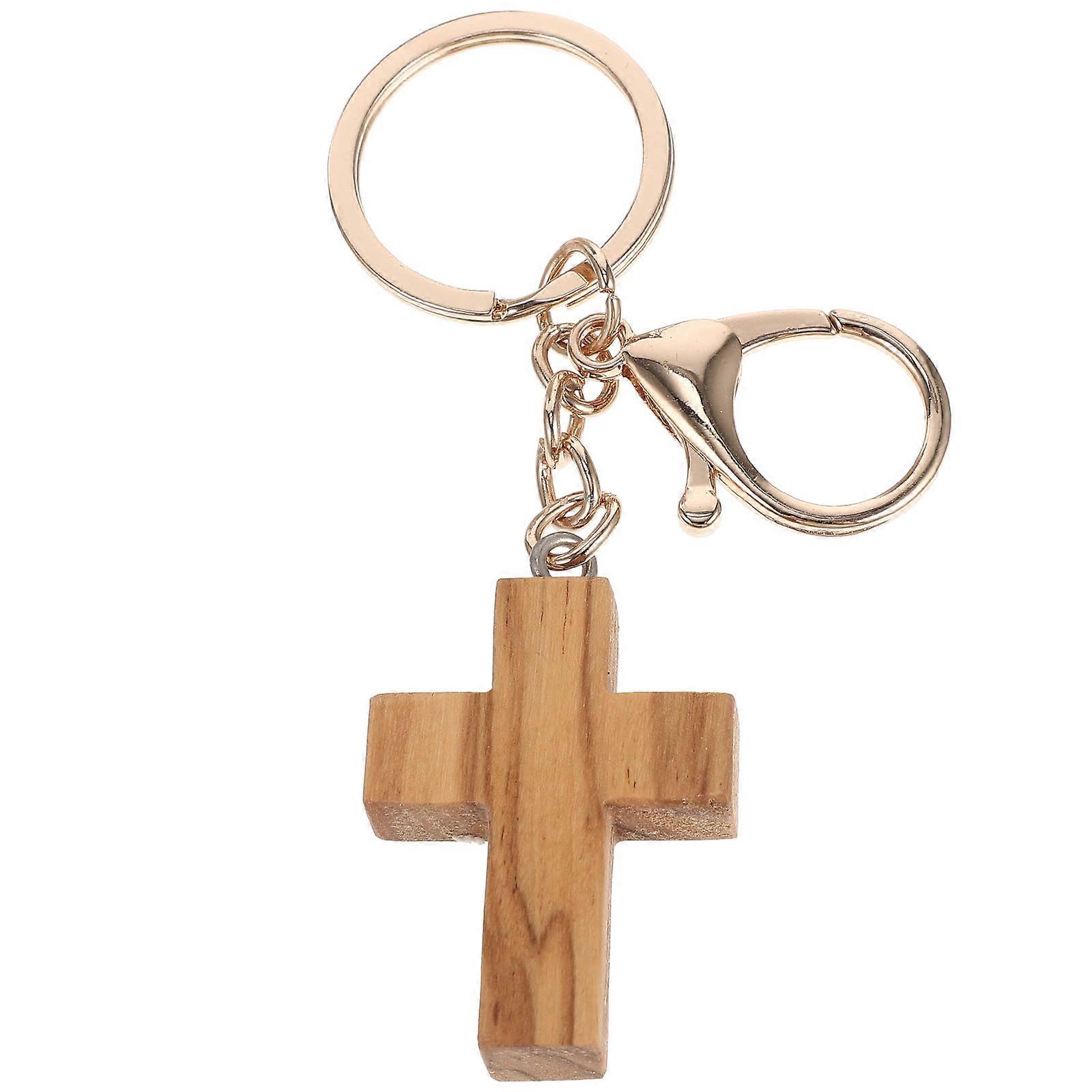 Durable Wooden Cross Charm, Practical Keychain for Bags and Keys, Craftsmanship