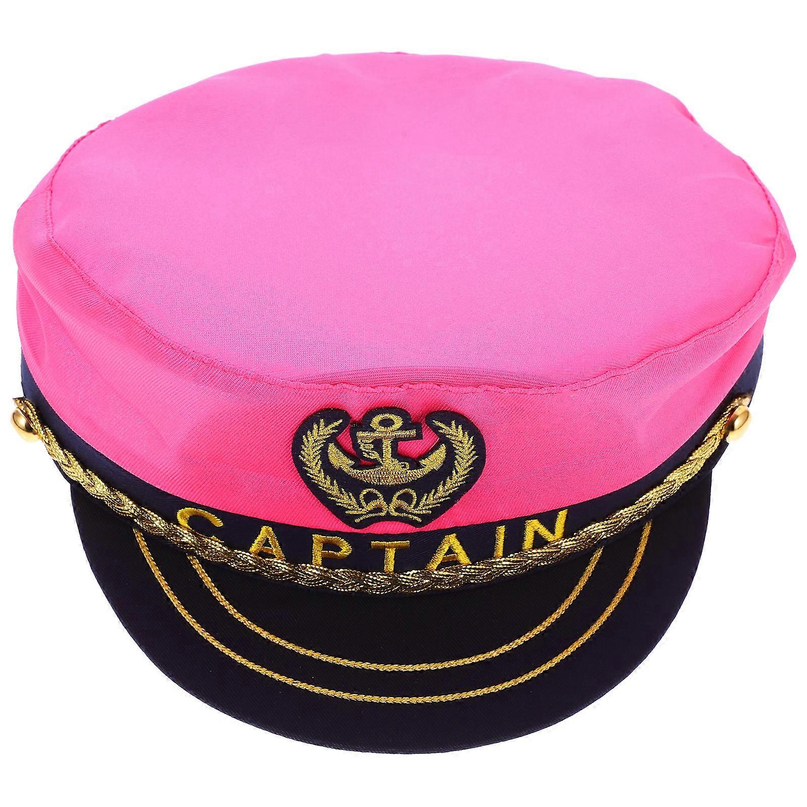Captain Cosplay Hat for Adults, Adjustable Pink Sailor Costume Cap, Lightweight Polyester Fabric, Versatile Design for Parties and Performances, Eye