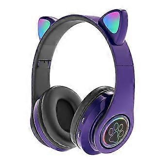 Wireless Headphones Cat Ear Bluetooth-Compatible Helmets Stereo Bass Over-Ear Headsets Sports Headphones for Kids and Adult