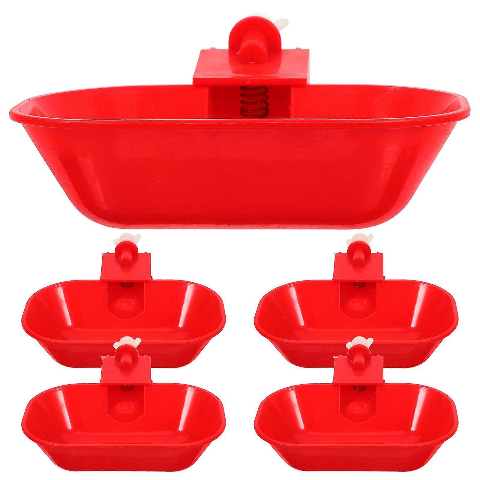 5pcs Chicken Waterer Cups Automatic Large Poultry Watering cups Poultry Feeder Bowls for Duck Goose Turkey with Mounting Hole Opener Red