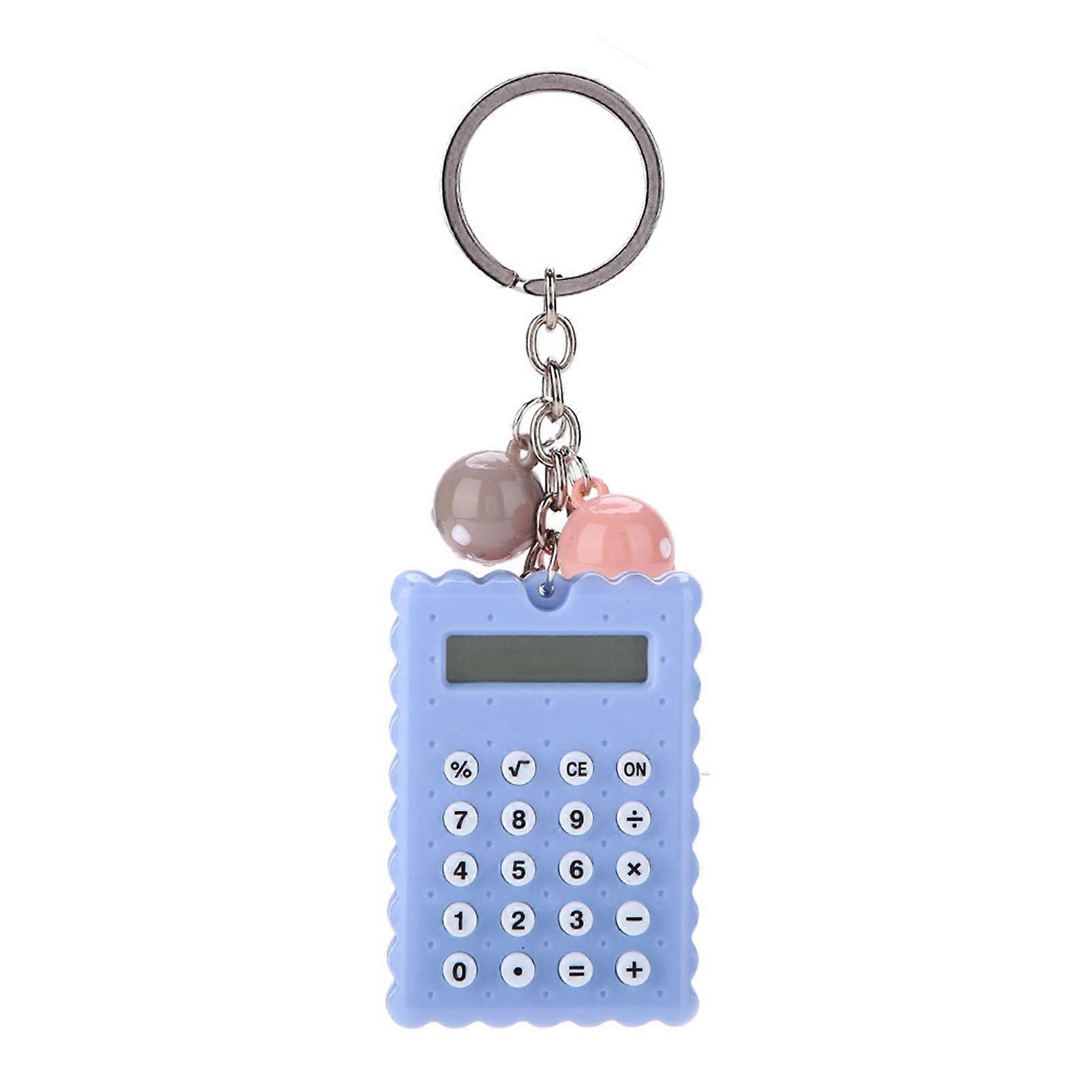 Mini Portable Cute Cookies Style Key Chain Calculator Candy Color Pocket Calculator (Blue)