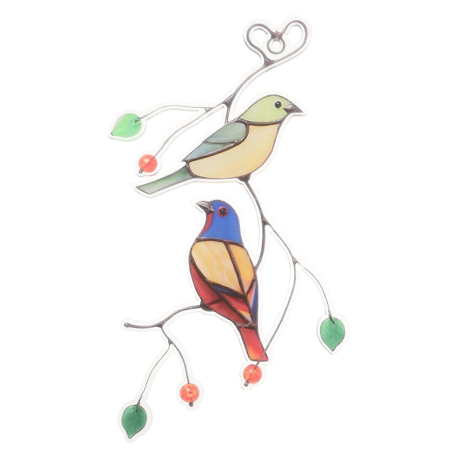 Birds Window Panel Hangings Lightweight Fade-Resistant Color Bird Sculpture Pendant Multi-Colored 21x13cm Patio 1Set