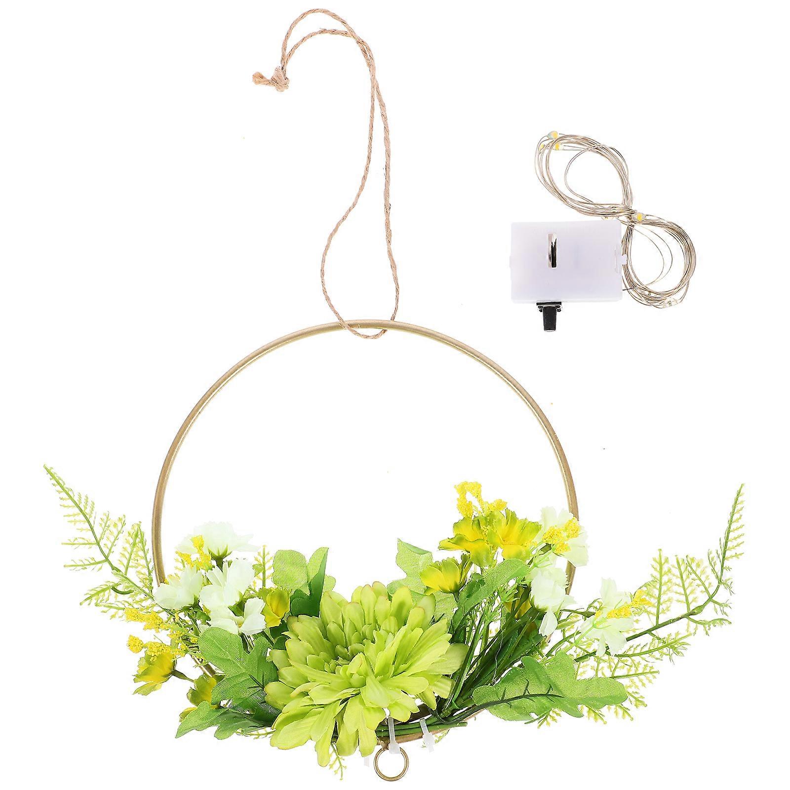 Bamboo Ring Lamp with Silk Cloth Design for Decor Green Color Lightweight and Compact 1pc