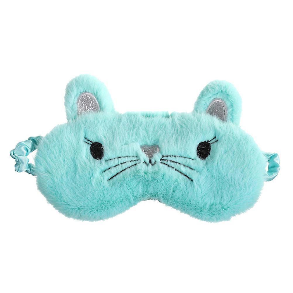 Sleeping Eye Masks Cute Cartoon Plush Napping Eye Mask Light Green for Sleeping Travel Work 1Pcs