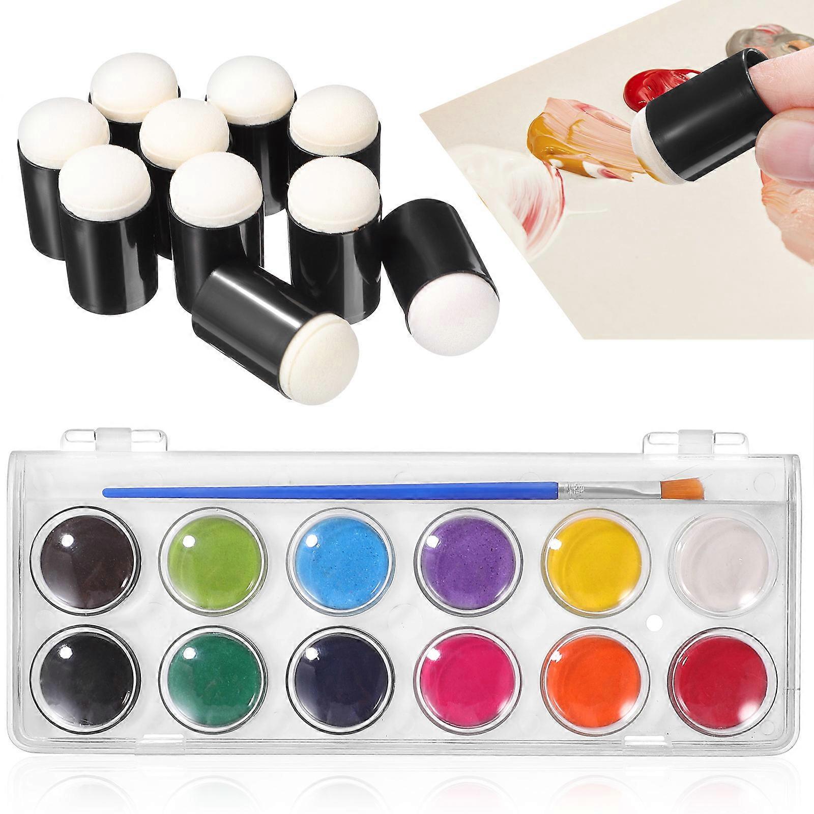 Finger Paint Dauber Sponge Daubers Watercolor Paint Set Ink Application Children 10Pcs