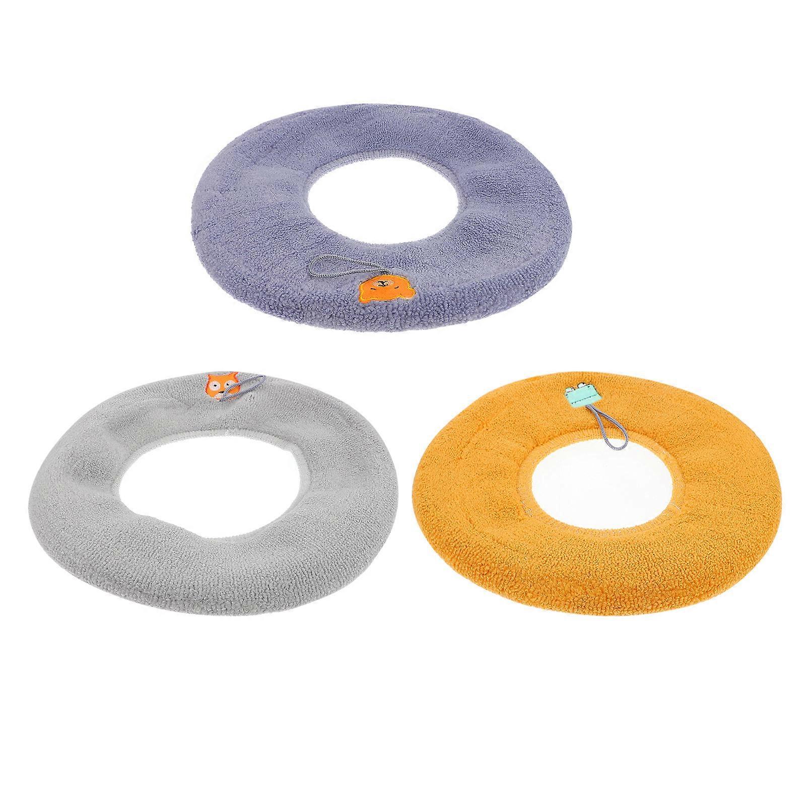 Toilet Seat -shaped Breathable Toilet Seat Mat Winter Warmth Polyester 33X29.5X2CM Easy to Install and Disassemble 3Pcs