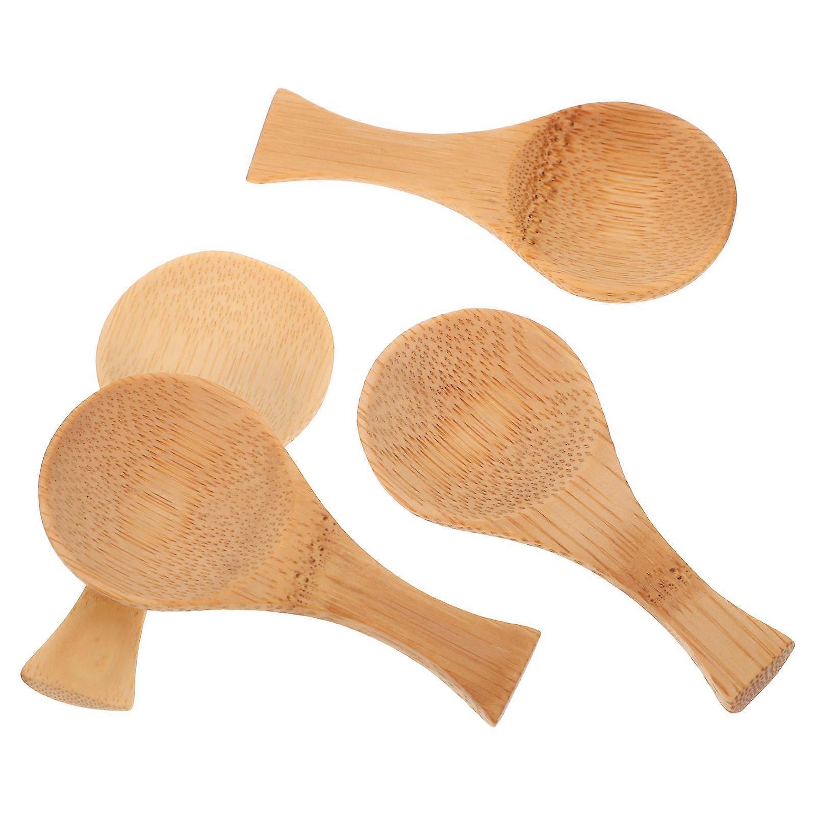 Portable Tea Spoons Bamboo Serving Spoons Multipurpose Kitchen Utensil Light Yellow 4Pcs