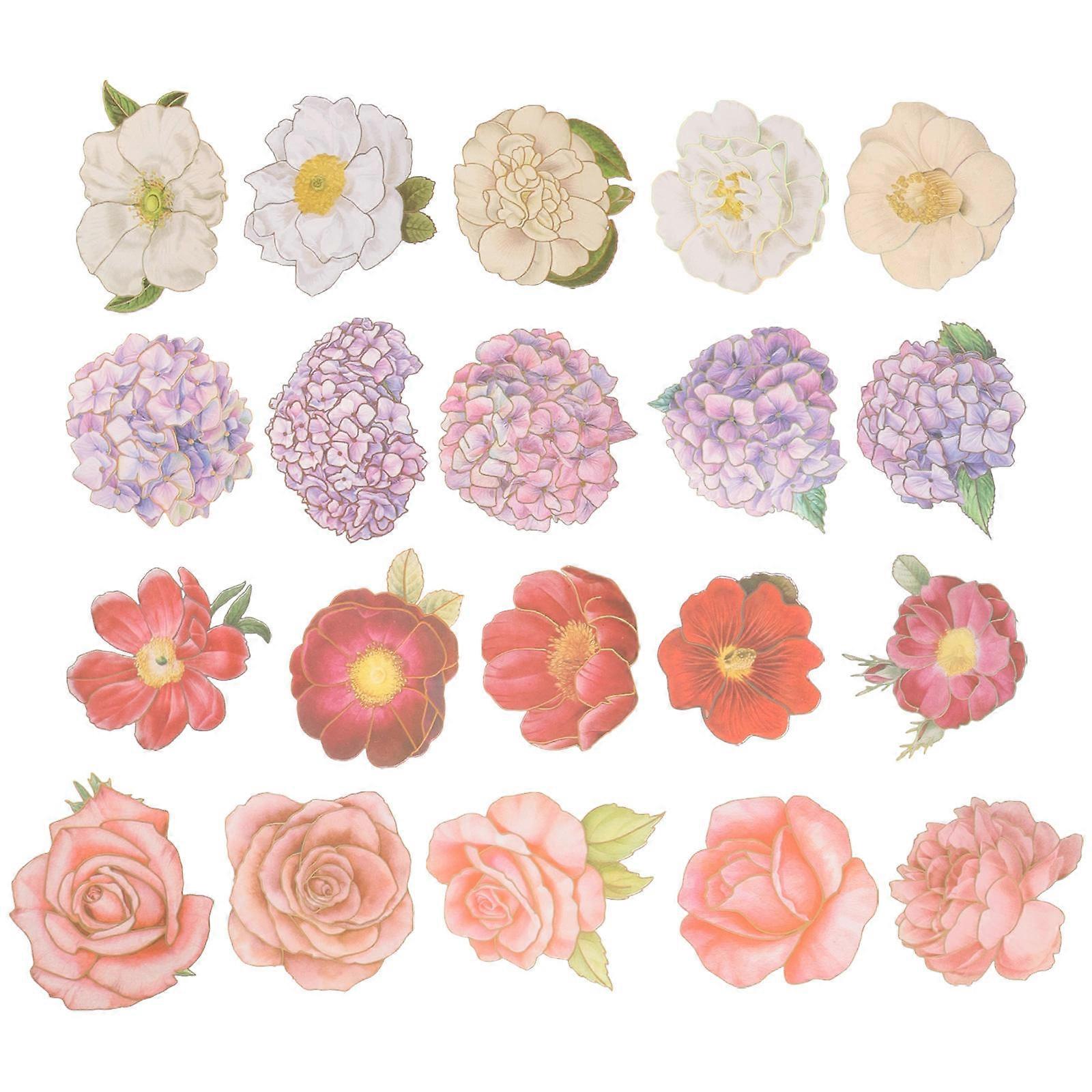 Flower Stickers For Craft Floral Scrapbook Stickers Journaling Beginners Gold Holographic Outline 8x8cm 40 Sheets