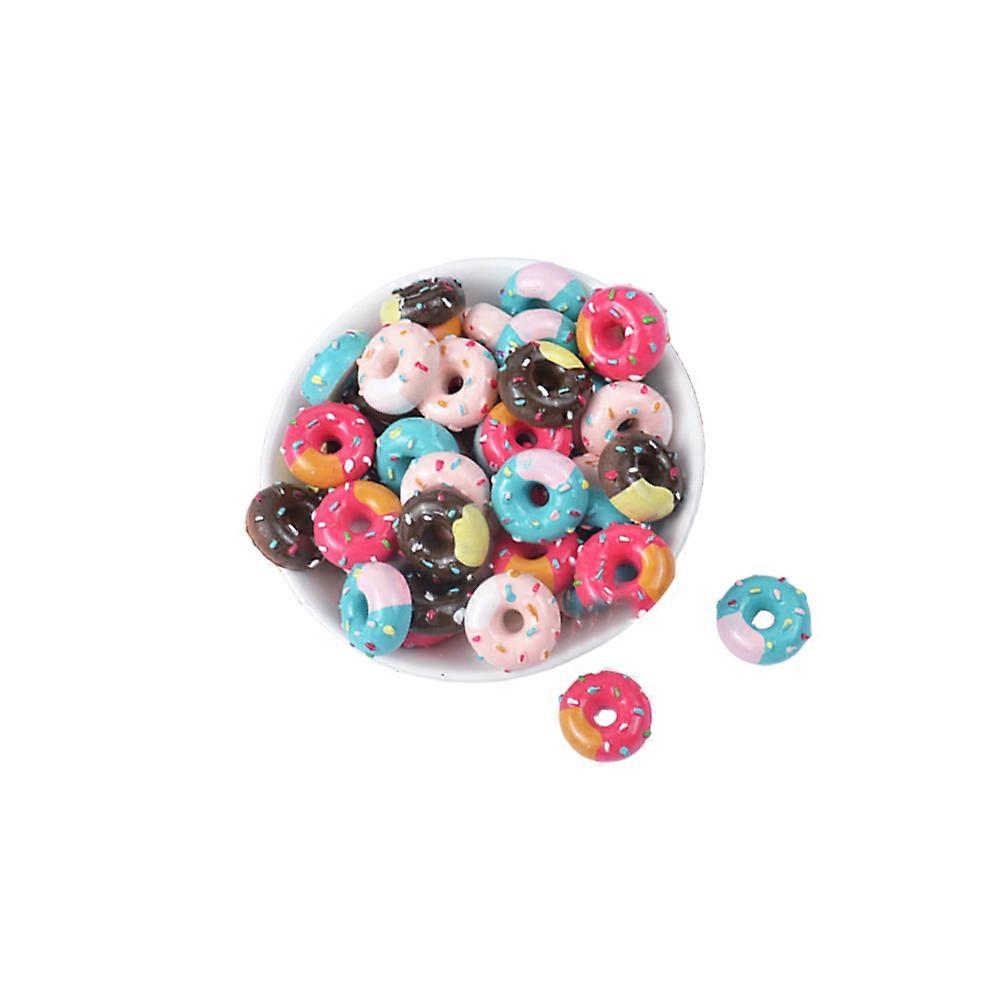 Cartoon Resin Accessories Donut Shape Simulation Design for Mobile Phone Case Craft Projects 20Pcs