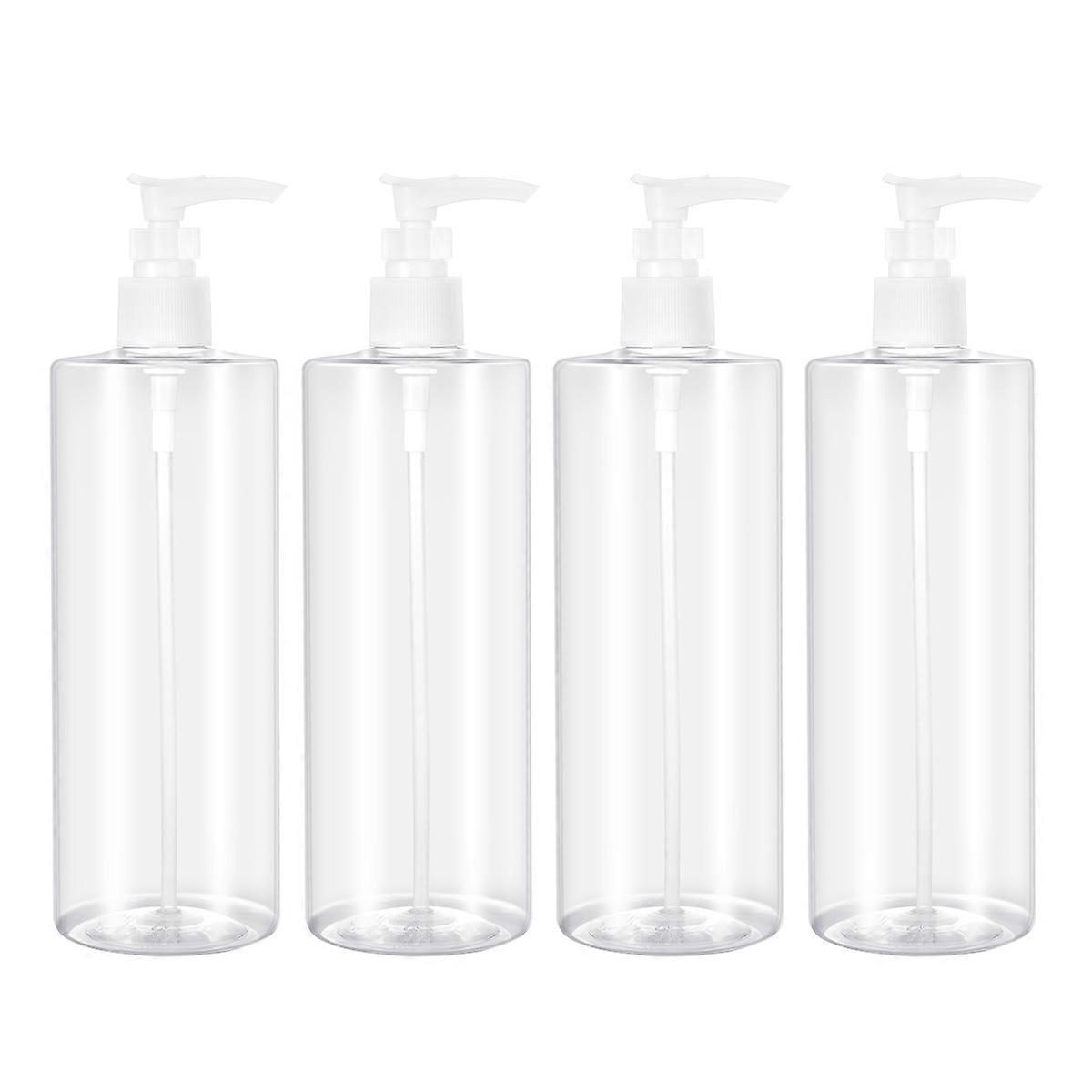 Shampoo Holder Lotion Bottle for Home Use 500ml Plastic Transparent Square 4Pcs
