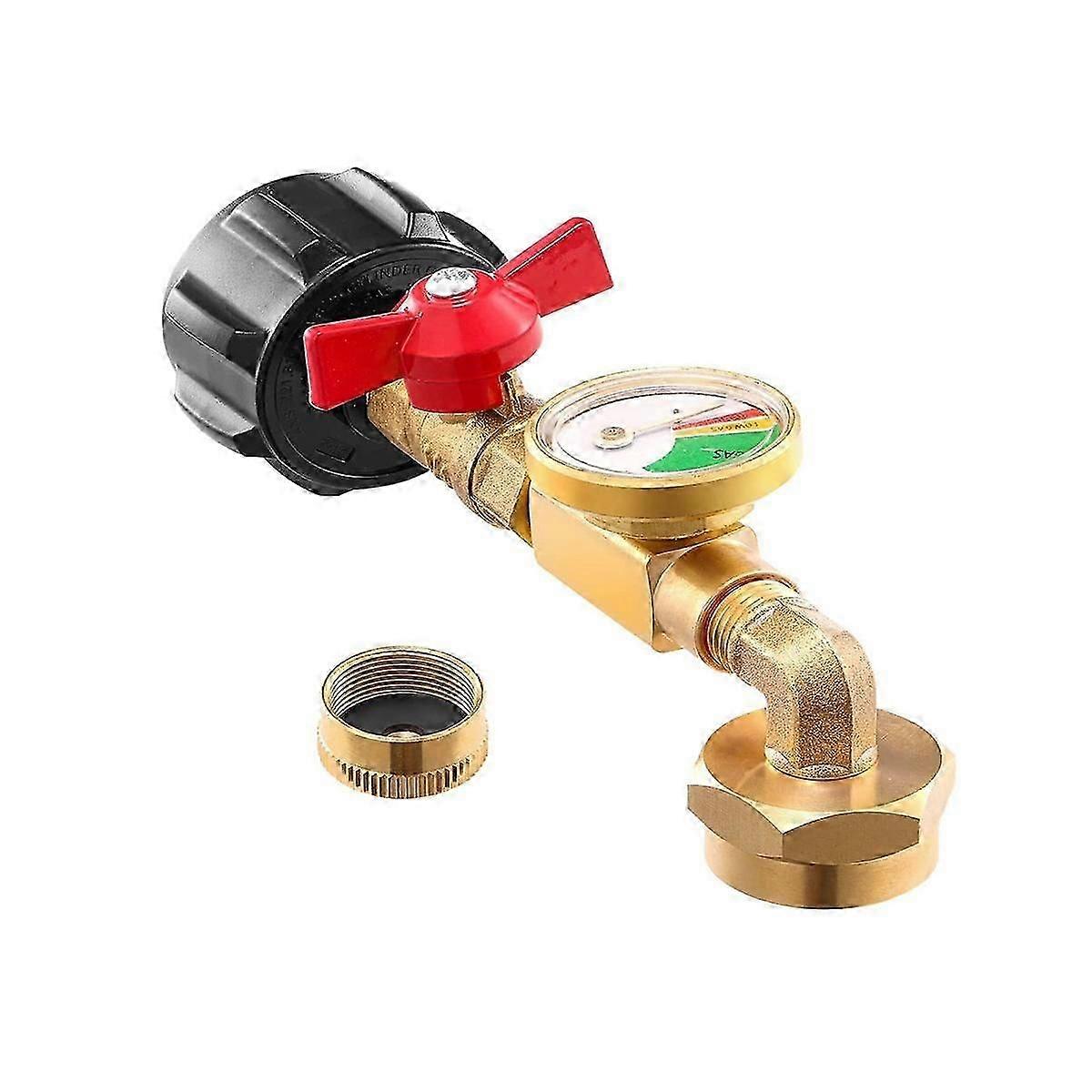 QCC1 Propane Refill Elbow Adapter with Propane Tank Gauge, 90 Degrees Propane Refill Adapter with O