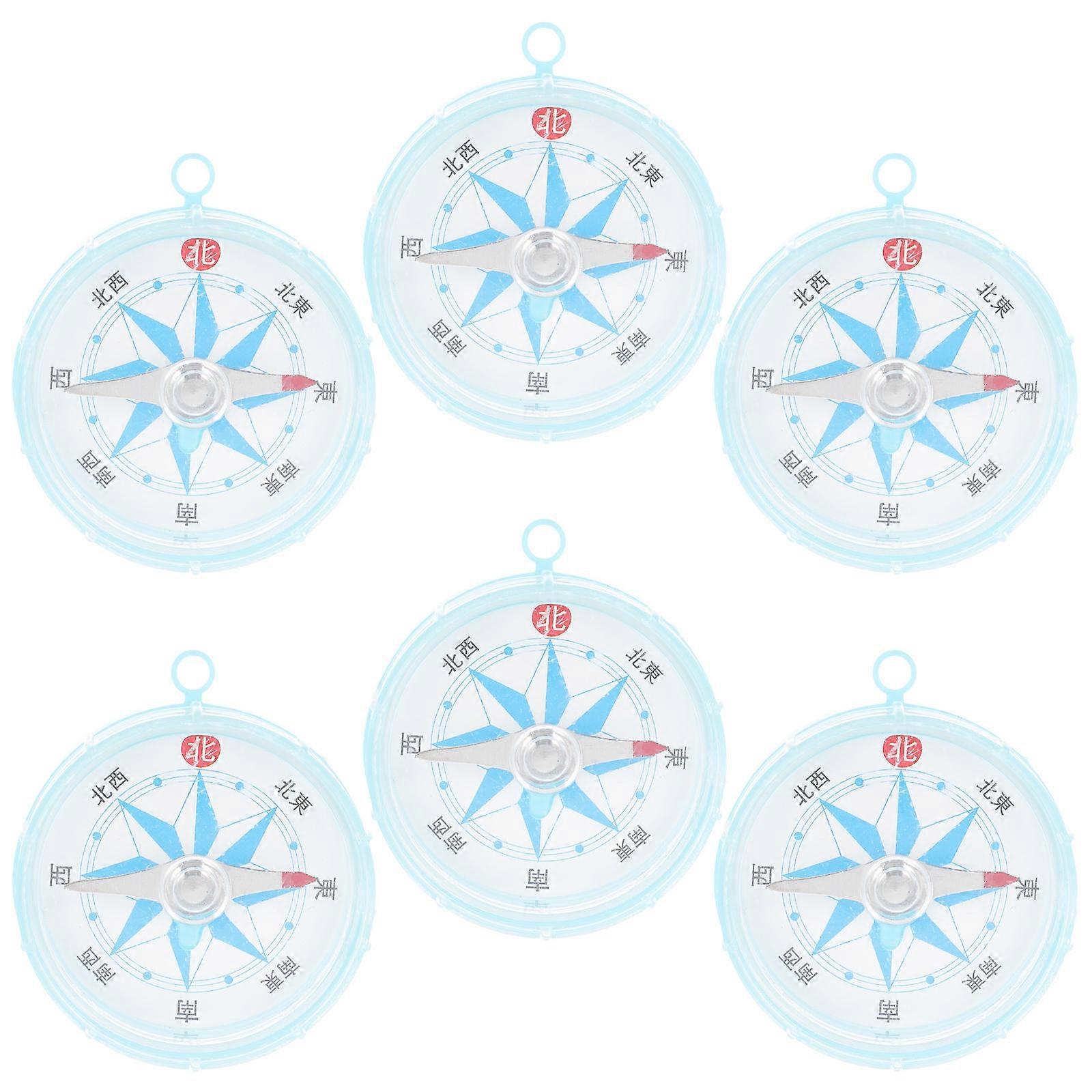 Direction Finding Compass Emergency Survival Teaching Directions Laboratory Supplies 6Pcs