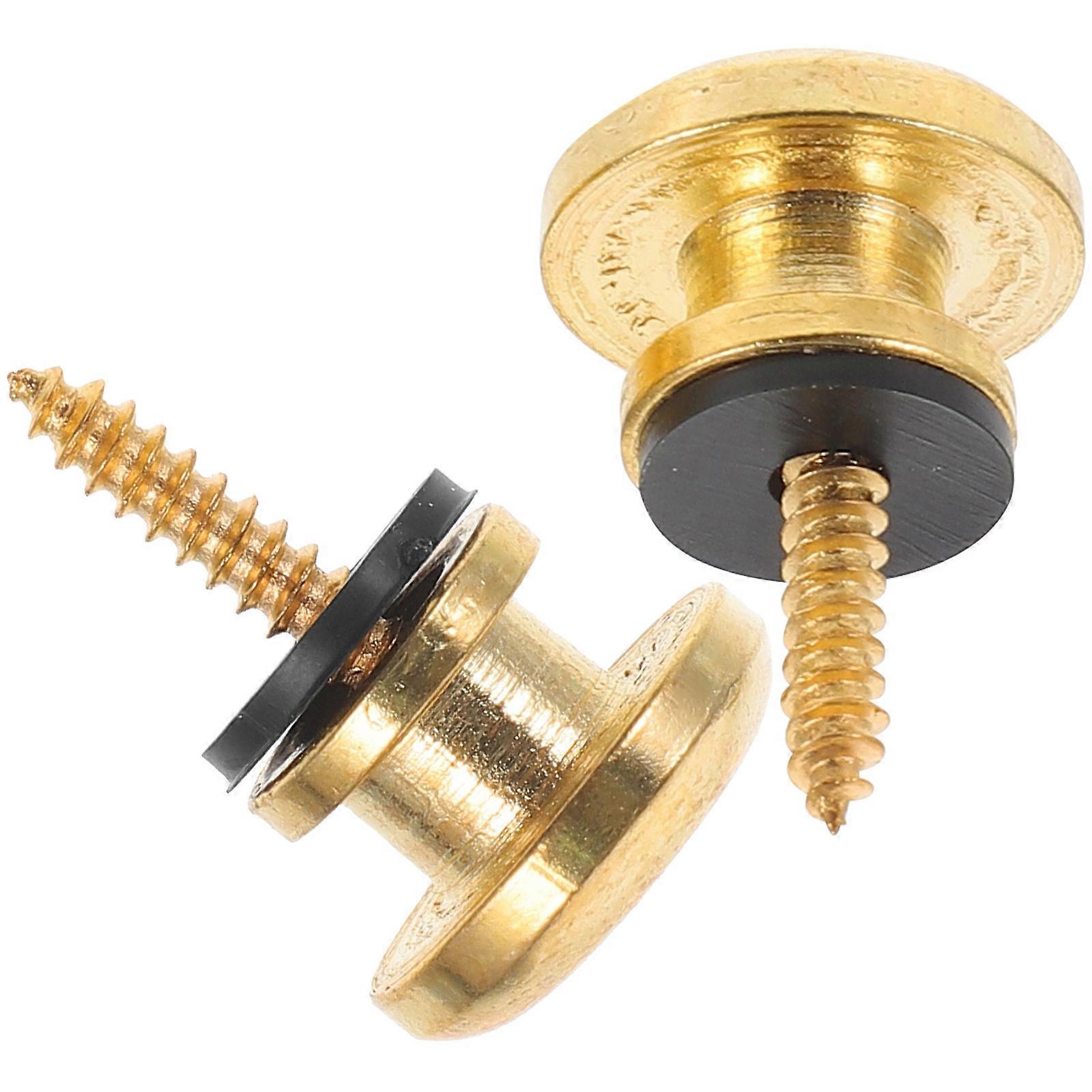Electric Guitar Strap Lock Button Round Smooth Surface Anti-Rust Easy Installation 2Pcs For Musicians