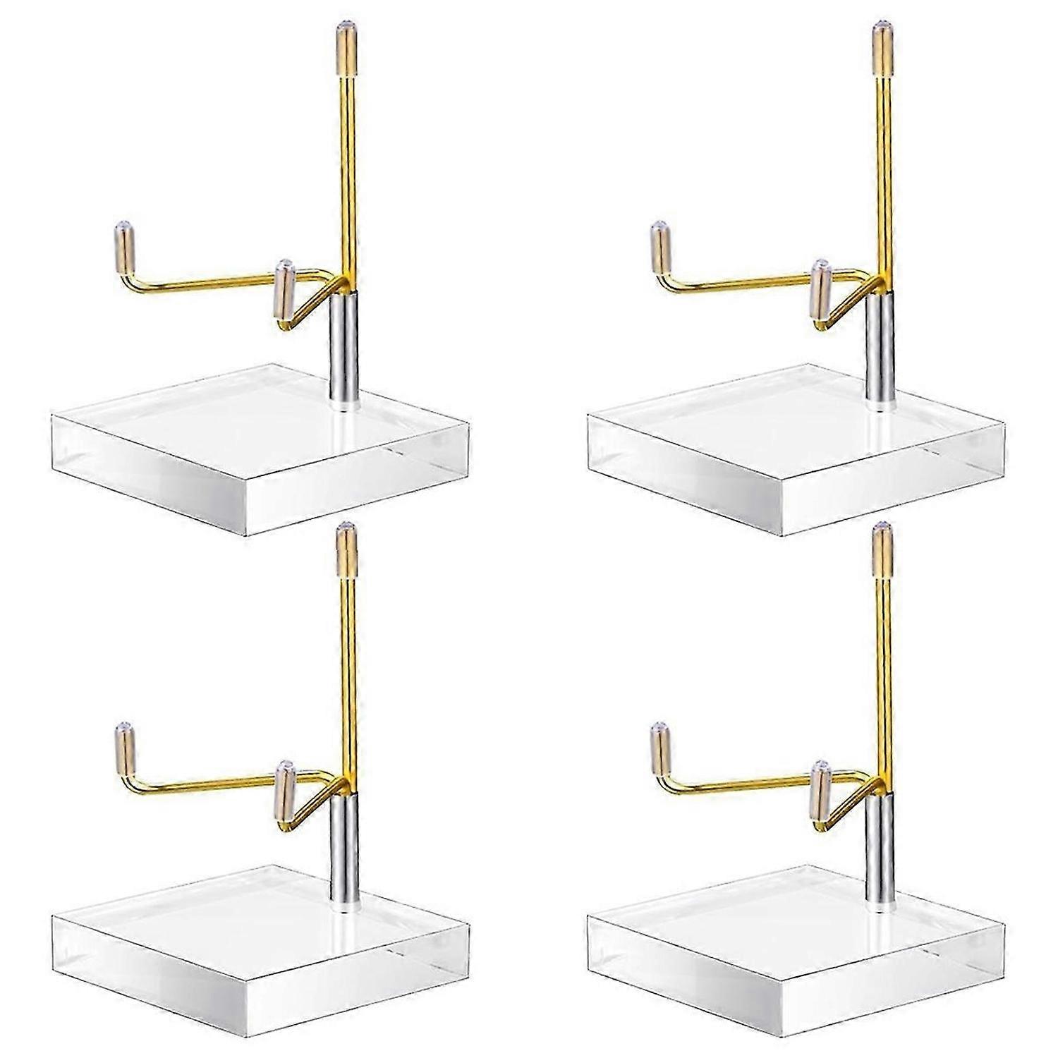 4 Pcs Adjustable Metal Arm Display Stand Easel with Acrylic Base Rock Display Easel Holder Acrylic E