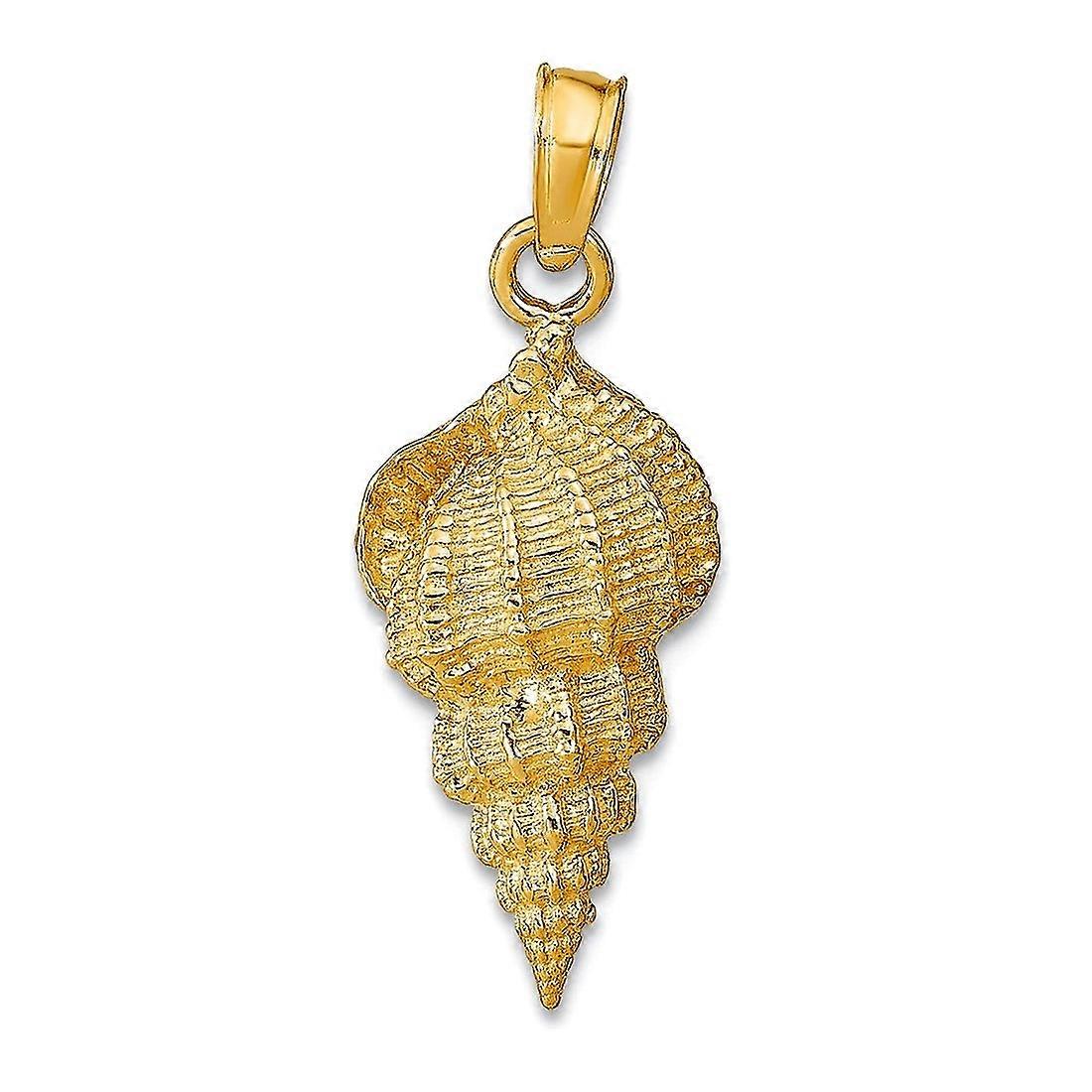 9mm 10k solide en or jaune conque pendentif collier-pendentif pour les femmes - 1,2 grammes