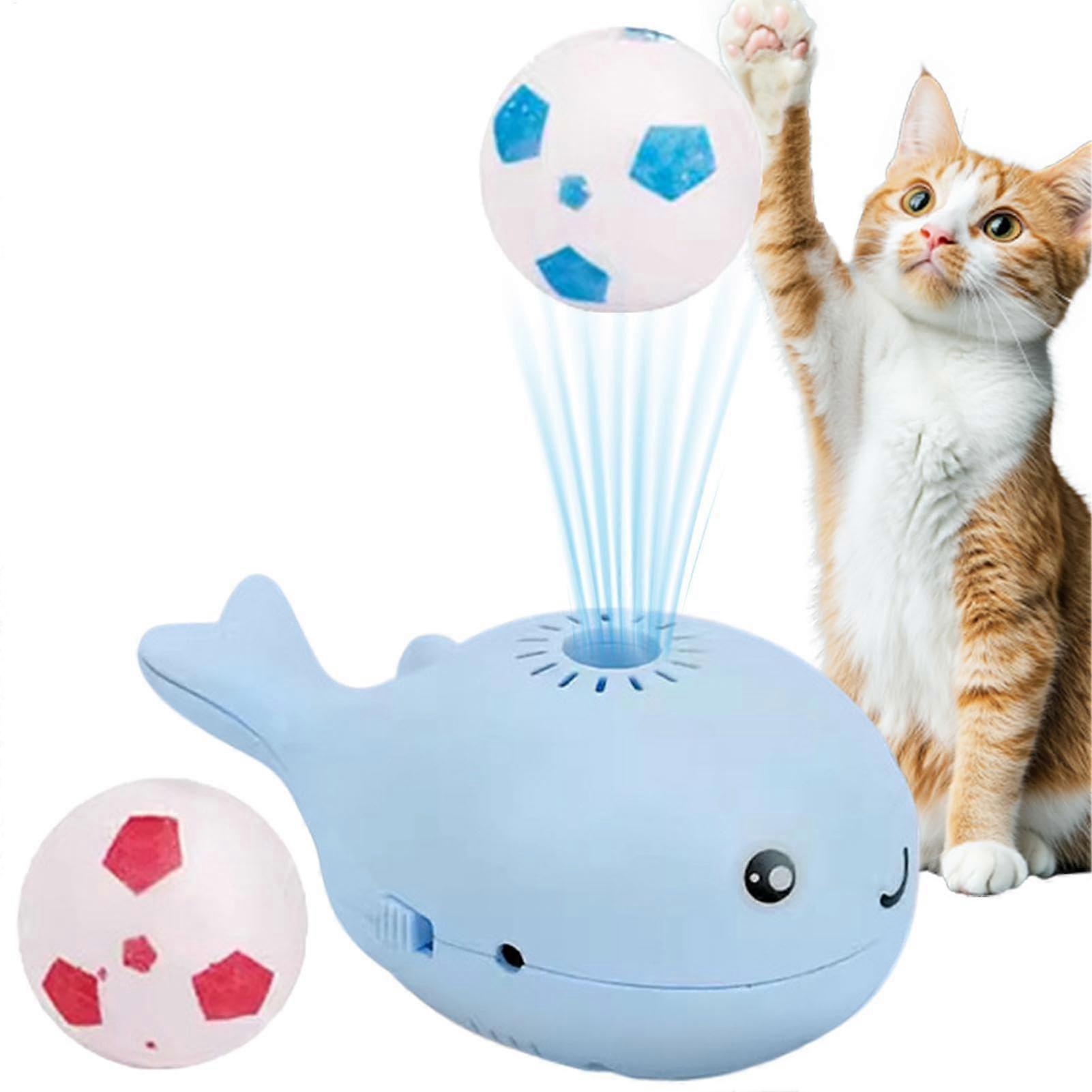 Cat Toy Ball | Electric Floating Blow Tube Ball with 2 Small Balls | Whale Bladeless Fan Levitation for Indoor Cats in Blue