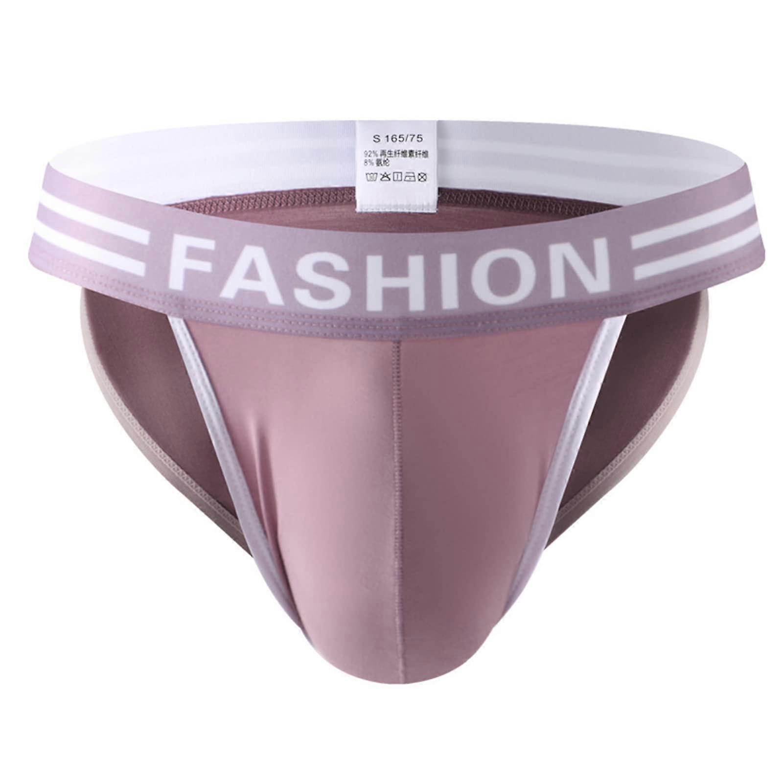 Breathable Men's Briefs Mid Rise Trunks Red Small Size Comfortable Underwear with Stable High Cut Design