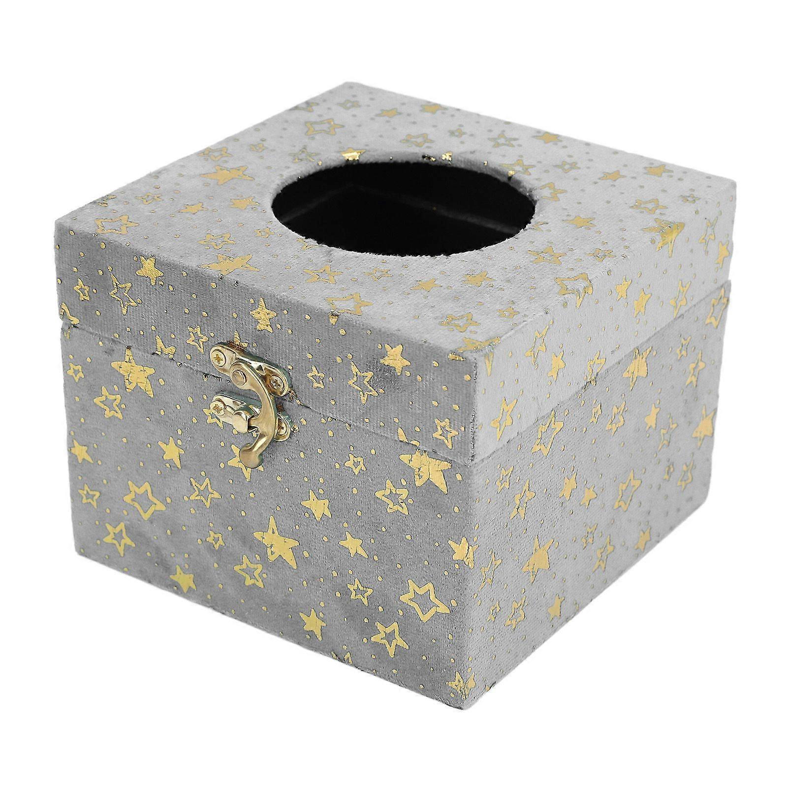 2025 Latest Model  Wooden Tissue Storage Box Star Patterns Lint Fabric