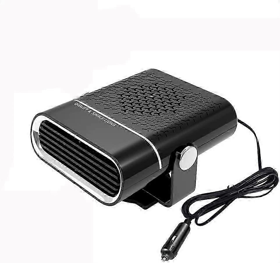 Car Heater, 12V Windshield Defroster, Fast Heating and Cooling Fan 2 in 1, 360 Rotation, Plug into Cigarette Lighter Black-Yvan
