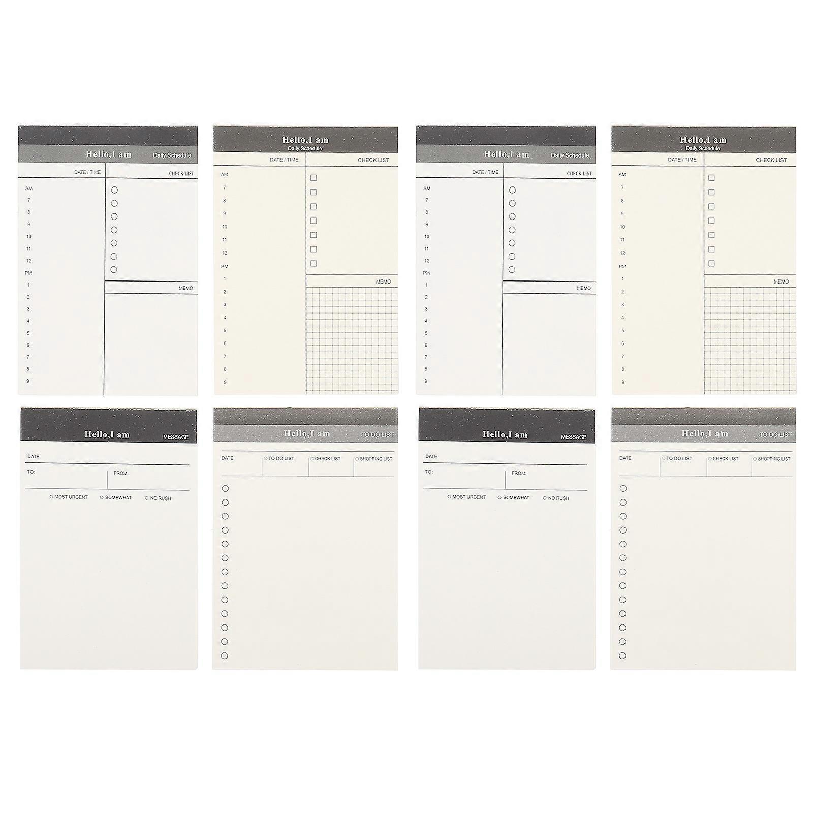 Time Management Notepads Multipurpose Paper Memo Pads for Home Office Work Rectangular Simple Design 8Pcs