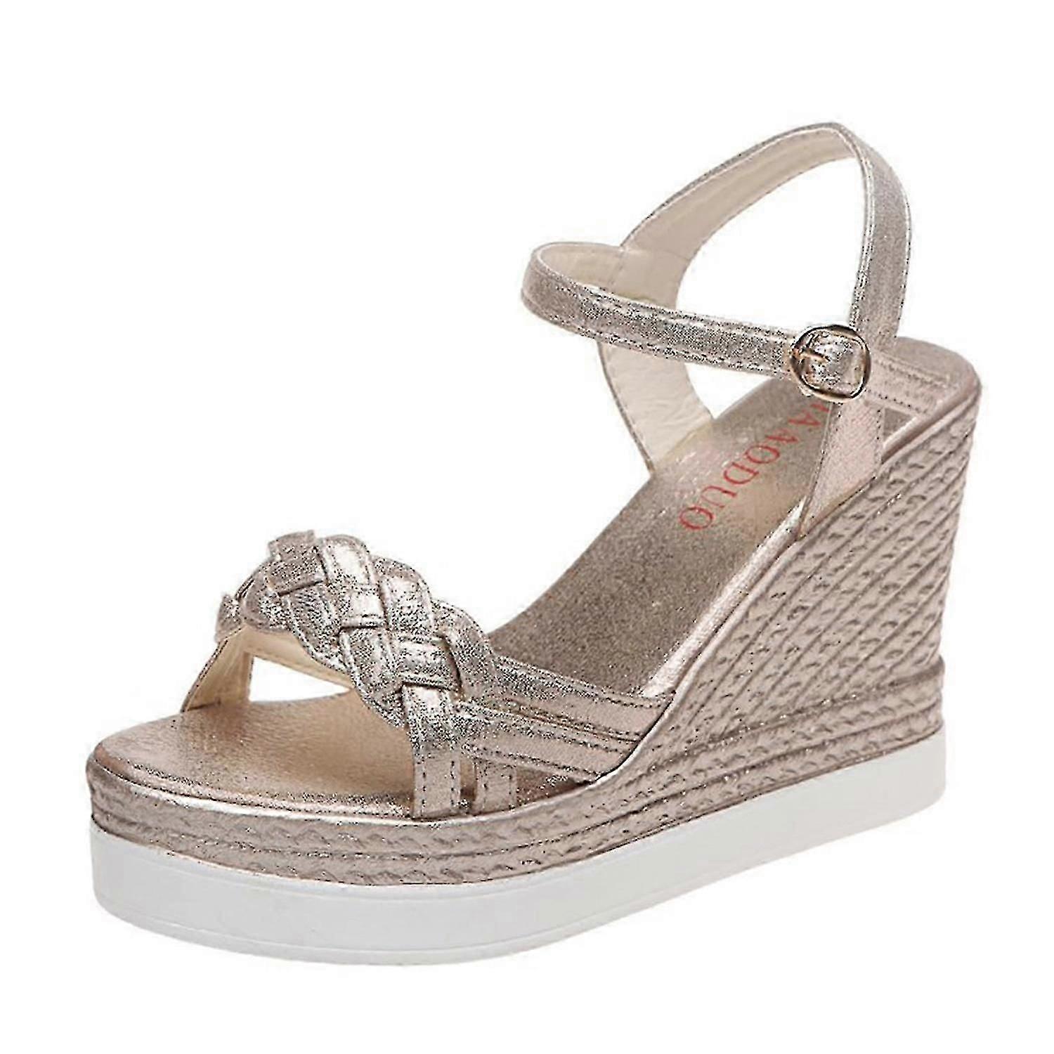 Women's Wedge Buckle Ankle Strap Platform Sandals Casual Open Toe Breathable Anti-Slip Comfortable O