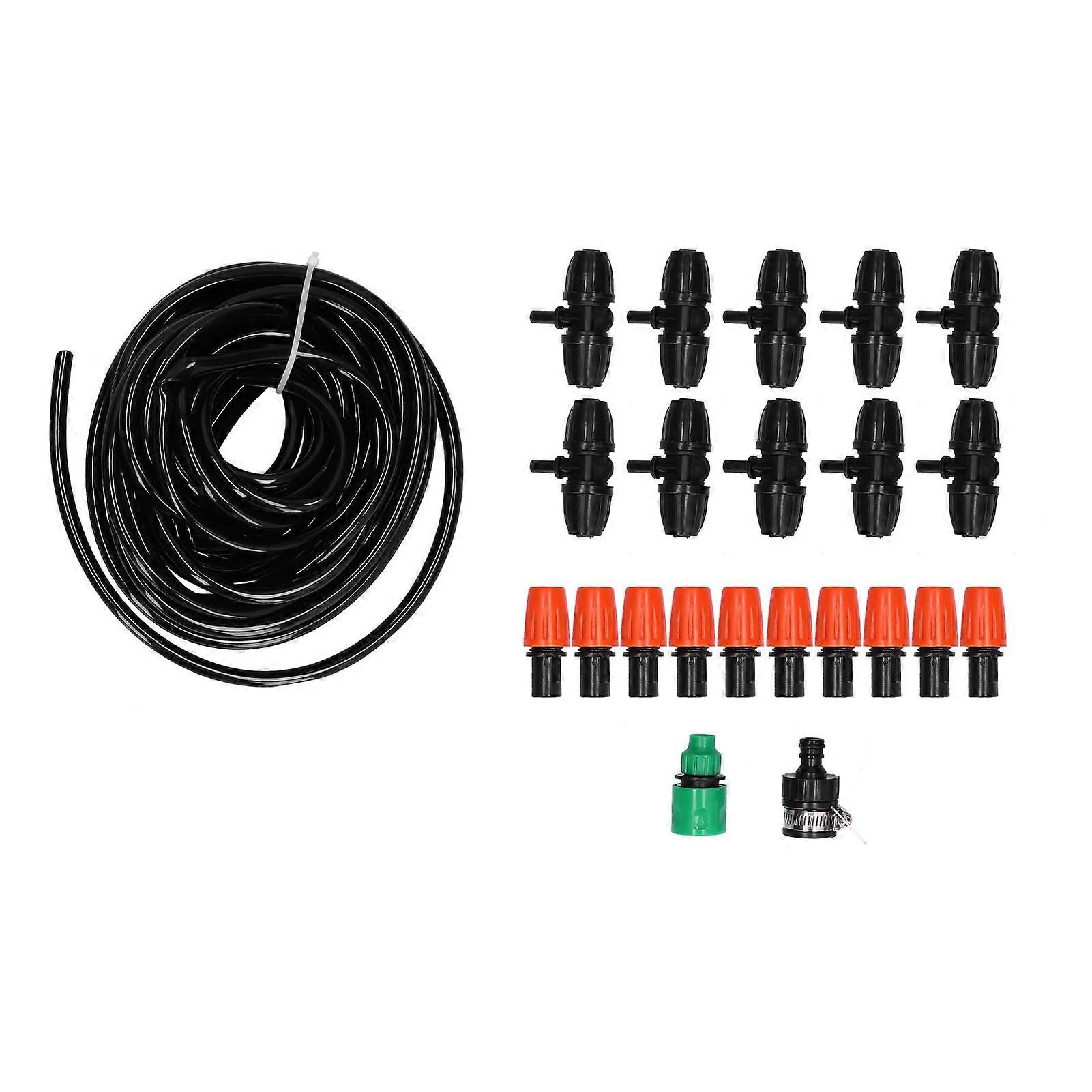 10M 8/11 Hose Garden Irrigation System 10PCS Adjustable Sprinkler Micro Nozzle Atomization Set
