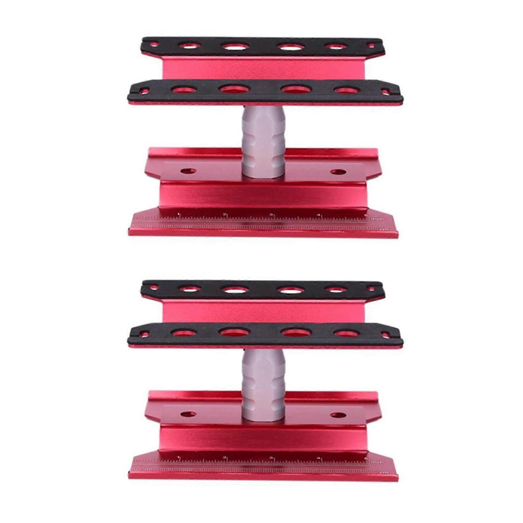 Metal Repair Bench 2-Pack For RC Models, 360-Degree Rotatable, Fits 1/8, 1/10, 1/12, 1/16 Scale, Red