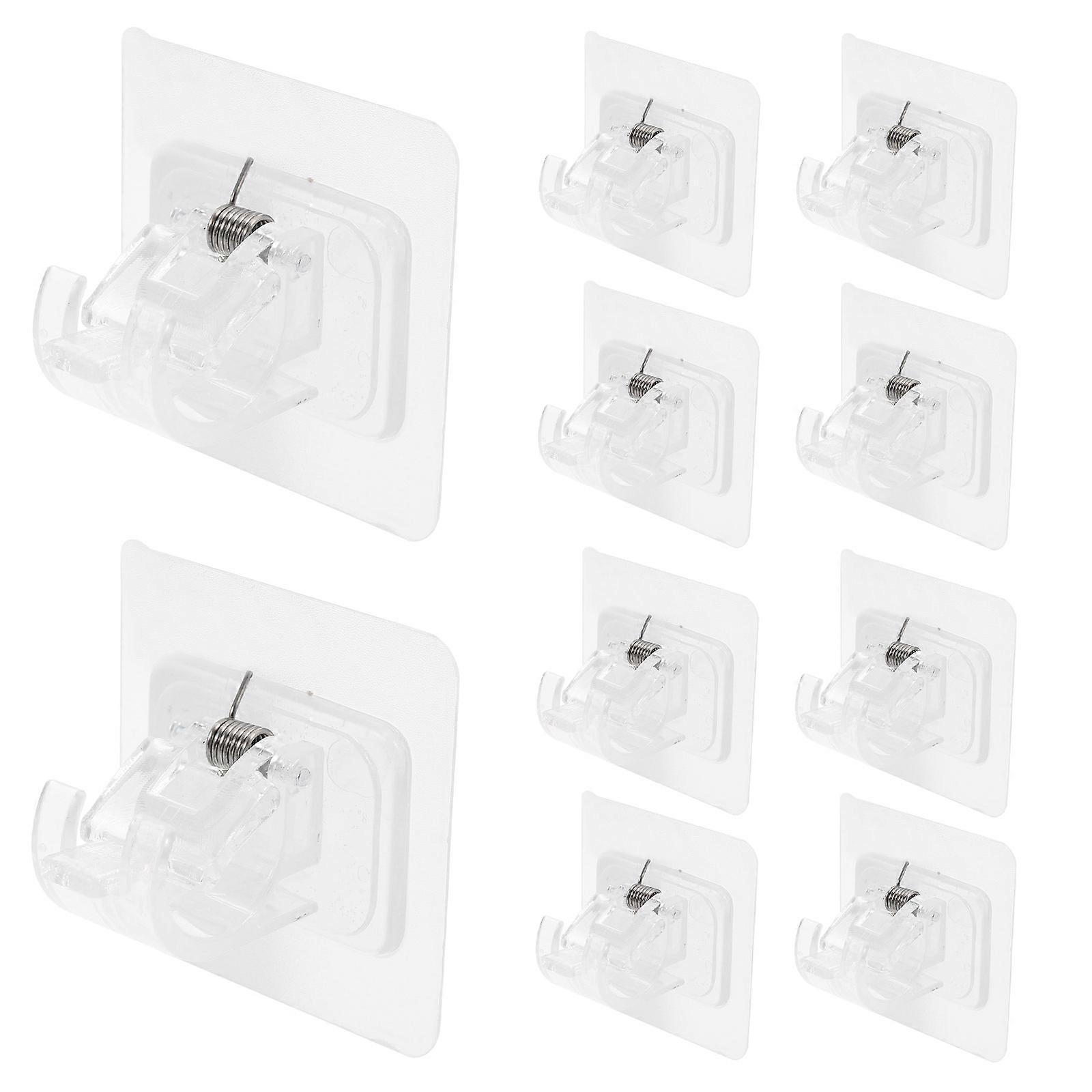 Curtain Rod Support Holder 10Pack Square Transparent ABS Ideal For Bathroom Kitchen Wall Mounting