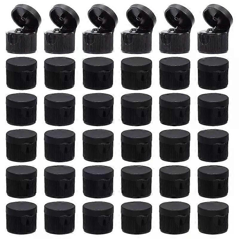 36pcs Black Flip Top Caps with 012 inch Orifice Plastic Flip-Open Caps Replacement for Squeeze Bottles Shampoo Moisturizer