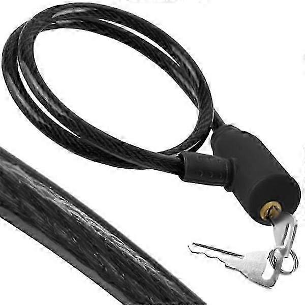 Bicycle lock / Cable lock with keys: 7.5mm x 60cm Black Suitable for various brands