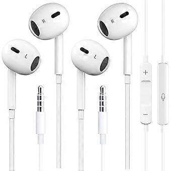 2 Pack Bedrade Koptelefoons voor iPhone Oordopjes met 3.5mm Plug Oortelefoons Ingebouwde Microfoon & Volumeregeling Compatibel met