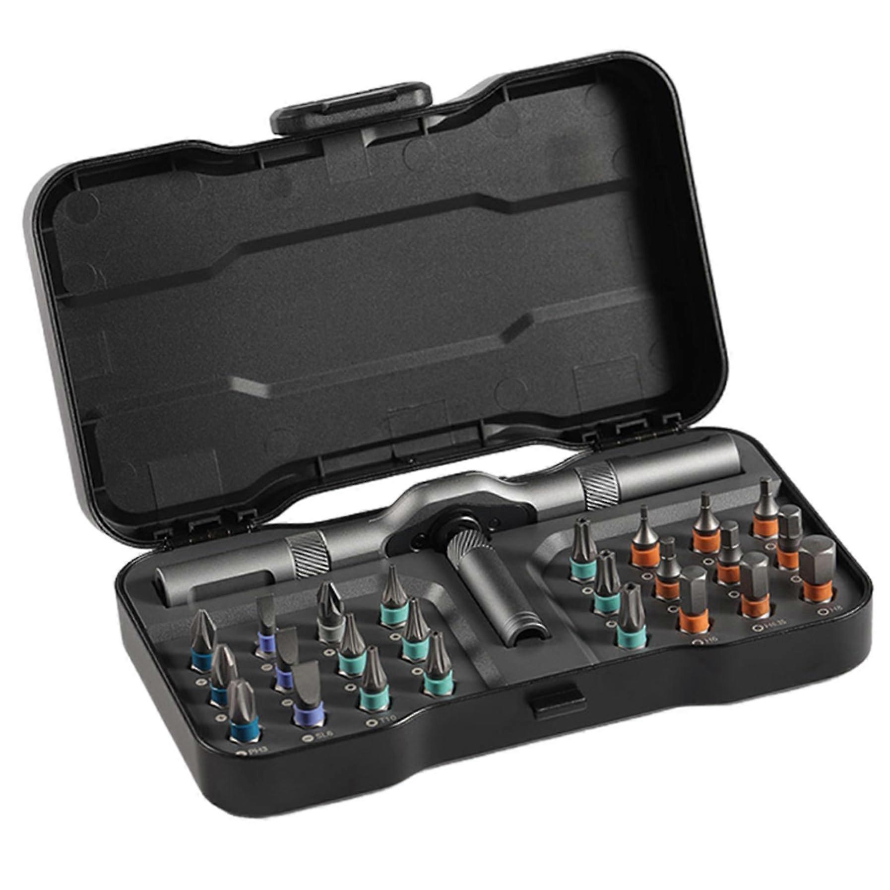 24piece ratcheting screwdriver set with Thandle and storage case