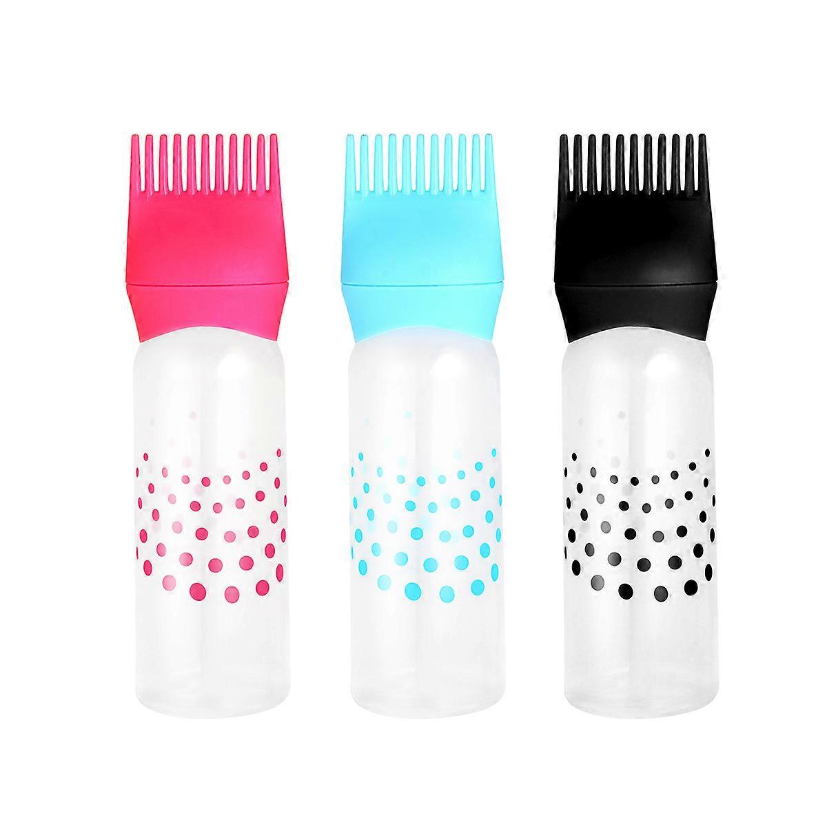Lurrose 3pcs Colorful Hair Dye Bottles with Scale Lines for Home Salon Use Black Rosy Blue